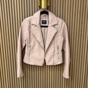Abercrombie & Fitch light nude pink faux leather jacket XS